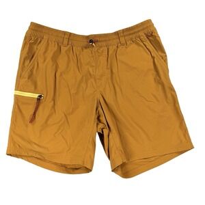 Mens REI Co Op Trailmade Shorts Mustard Yellow Trail Made Zip Pocket Hiking Sz L